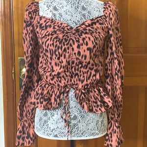 Animal print square neck top
